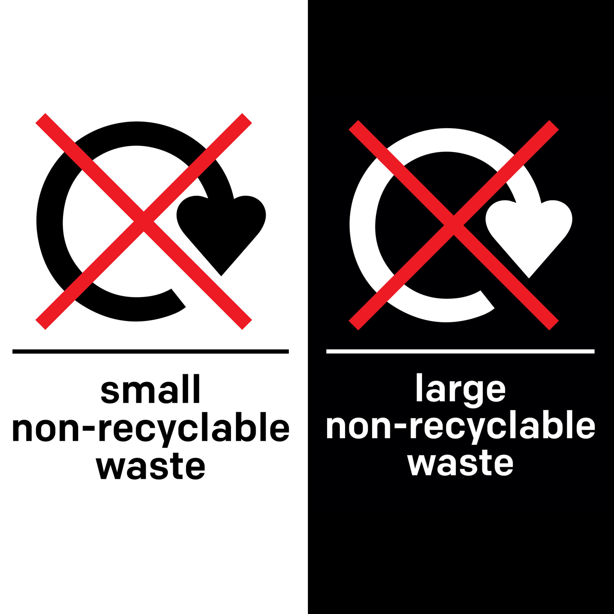 Small & Large non-recyclable waste sign