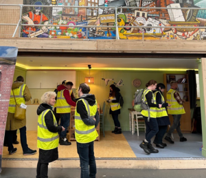 Visitors at the Education Pod at the Renew Hub