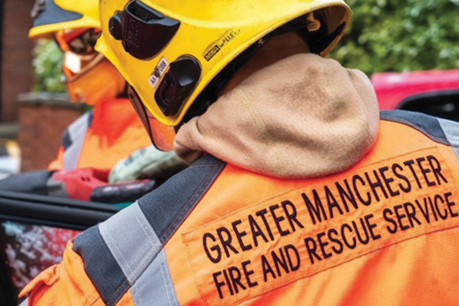GMFRS fire and rescure worker in protective equipment