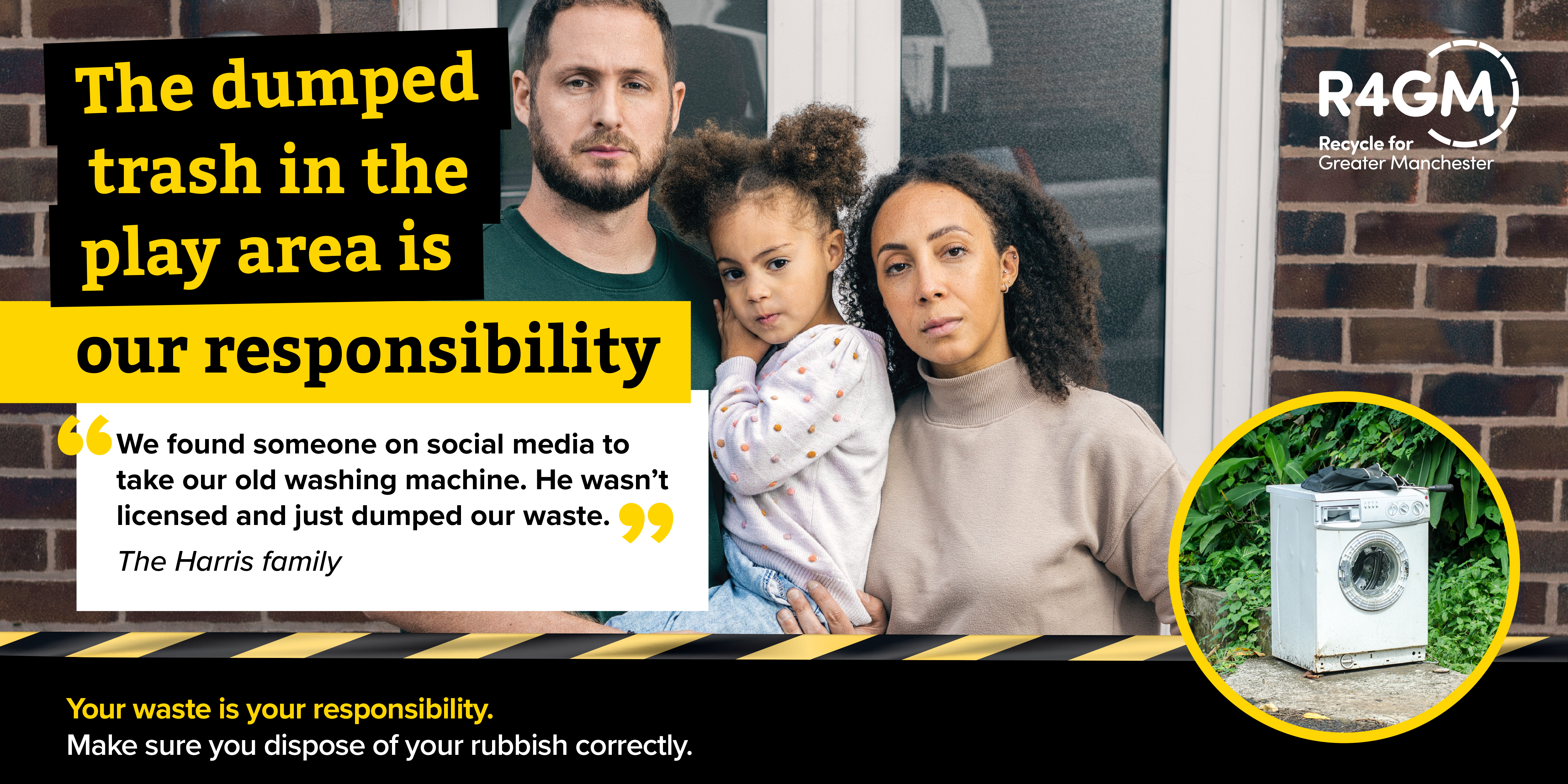 The dumped trash in the play area is our responsibility. We found someone on social media to take our old washing machine. He wasn't licensed and just dumped our waste. Your Waste is your Resonsibility. Make sure you dispose of your rubbish correctly