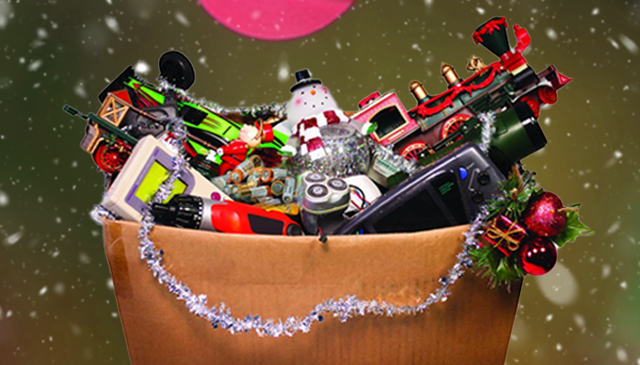 a box full of electrical items and batteries