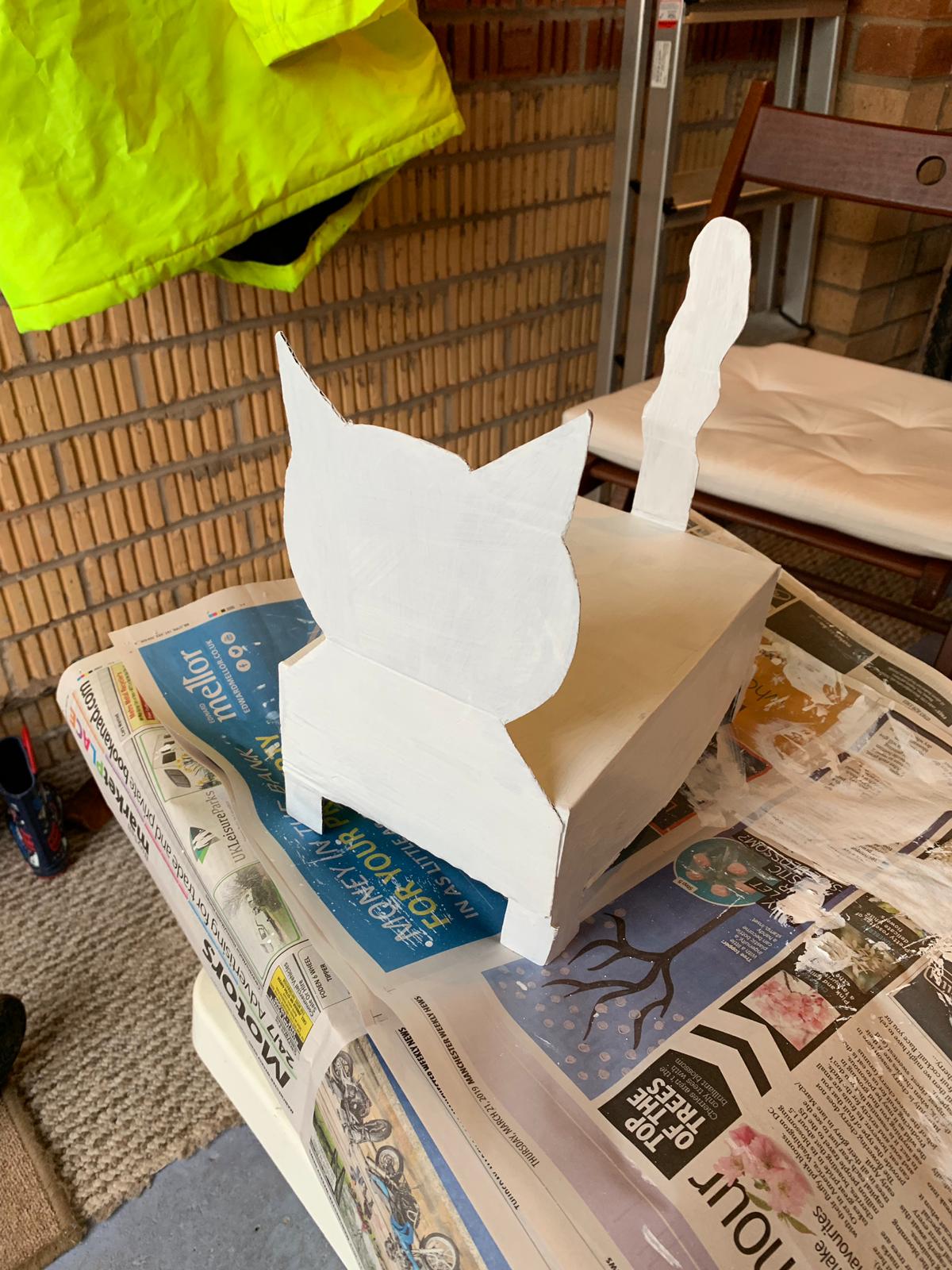 cat made out of cardboard